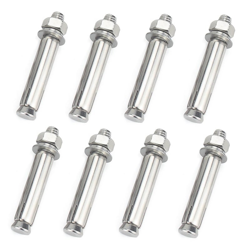 junter Store 8pcs M6 x 60mm Hex Expansion Bolts 304 Stainless Steel External Hex Nut Expansion Screw Bolts Sleeve Anchor,Pool Safety Cover Expansion Bolts,for Concrete - Image 1